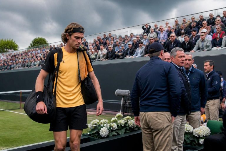 le munich open suspendu après le départ forcé de stefanos tsitsipas du terrain, perturbant le déroulement du tournoi et suscitant de nombreuses réactions.