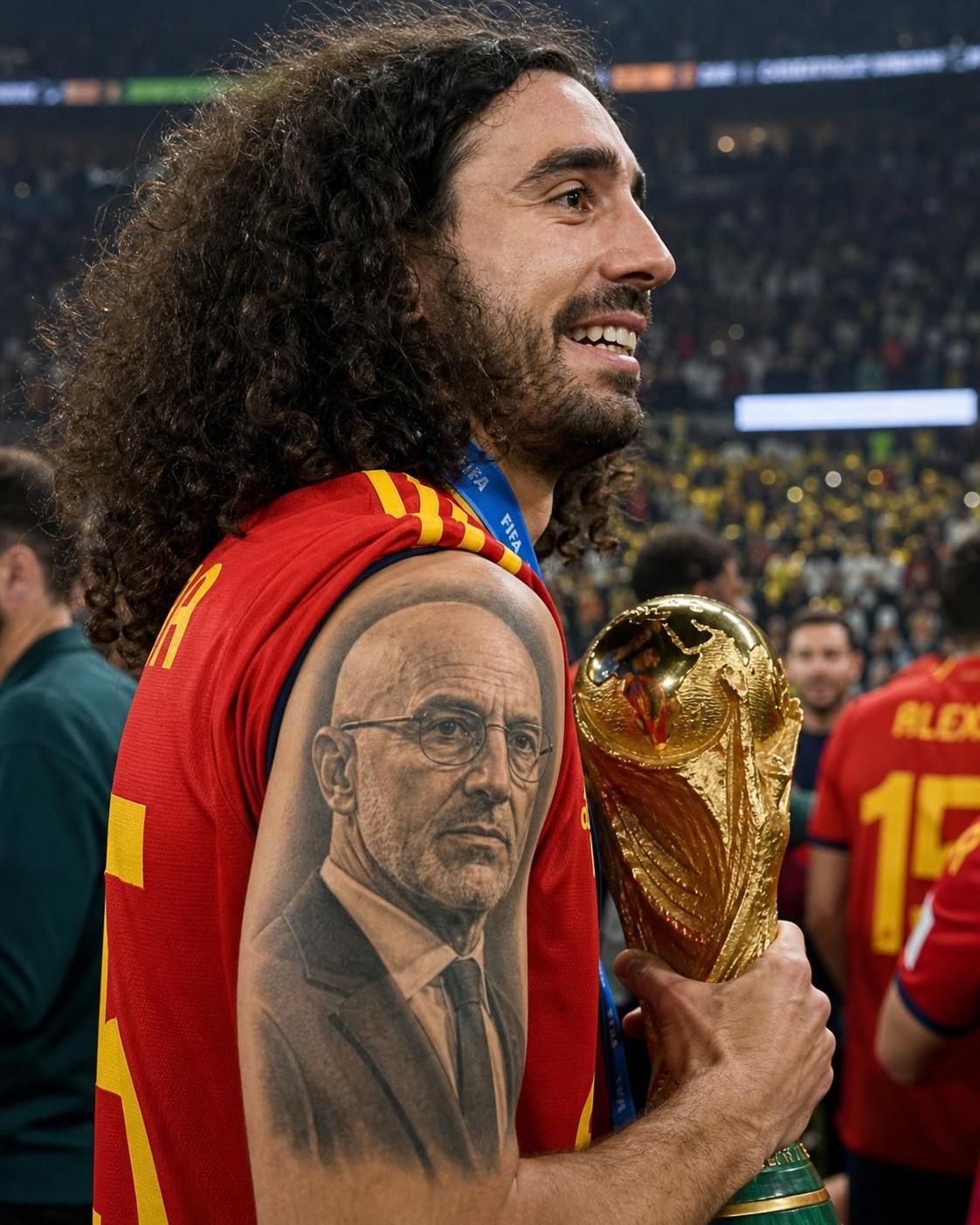 découvrez comment l’espagnol cucurella a honoré sa promesse en se faisant tatouer un portrait marquant sur le visage, en lien avec la coupe du monde 2026.