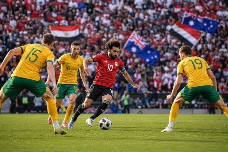 suivez en direct le 16e de finale de la coupe du monde entre l'australie et l'égypte, avec mohamed salah titulaire. ne manquez aucune action de ce match décisif.