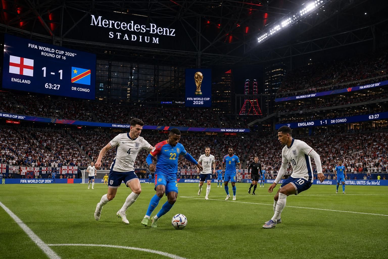 suivez en direct le match palpitant des 16es de finale de la coupe du monde entre l'angleterre et la rd congo. résultats, actions clés et réactions en temps réel.