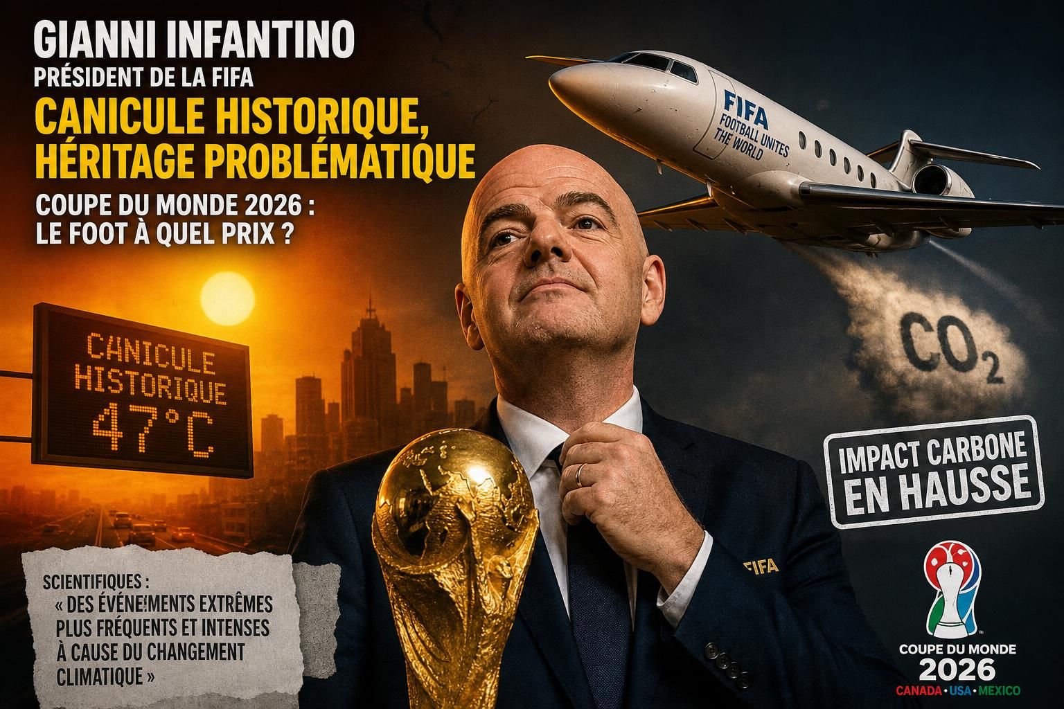 découvrez comment le président de la fifa intensifie son impact environnemental lors de la coupe du monde 2026, en pleine canicule historique, exacerbant l’empreinte carbone de l'événement.