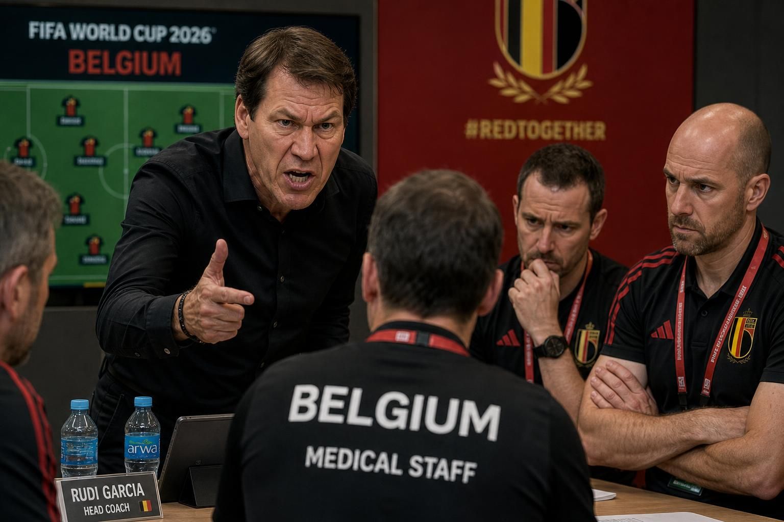 rudi garcia exprime son mécontentement envers le staff médical, qu'il tient responsable des problèmes rencontrés par l'équipe de belgique en coupe, soulignant une situation devenue intenable.